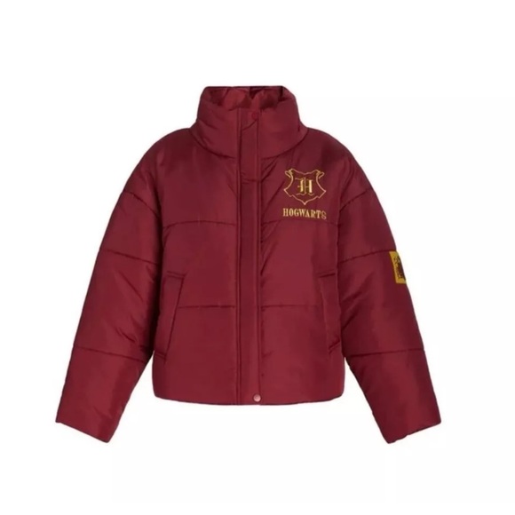 Wizarding World Of Harry Potter Jackets & Blazers - Harry Potter Women's M Puffer Jacket Wizarding World Hogwarts‎ Rhubarb Gold NEW